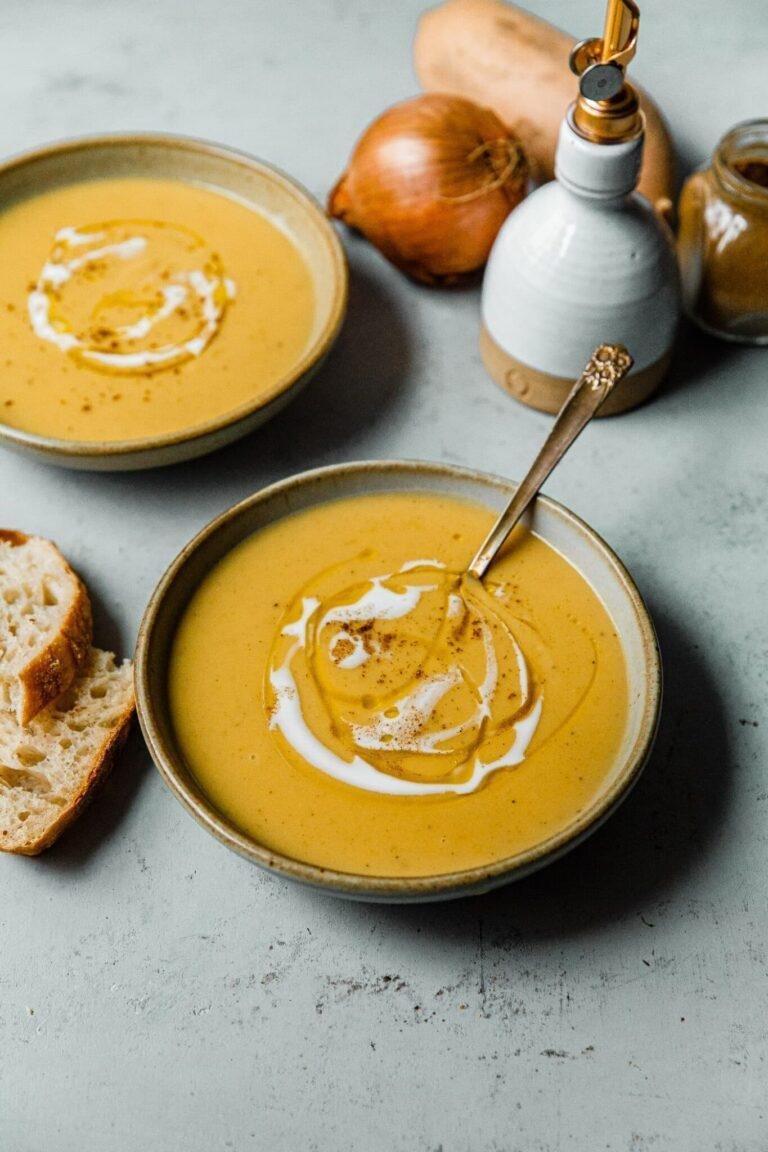 Roasted Acorn Squash and Sweet Potato Soup