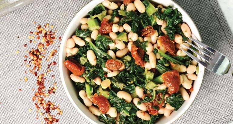 Vegan Kale, Cannellini Bean and Sundried Tomato Salad