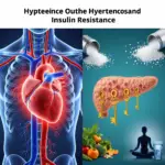 Illustration showing the connection between insulin resistance, salt intake, and high blood pressure in holistic health.